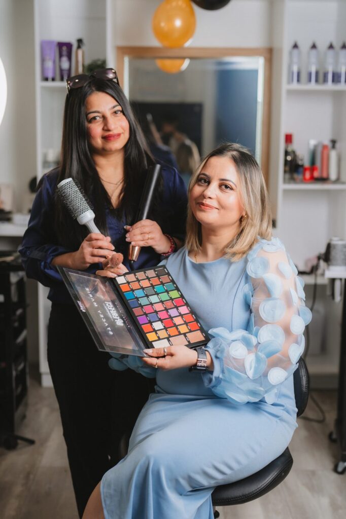 Makeup consultation with an eyeshadow palette at Beauty with Grace Christchurch