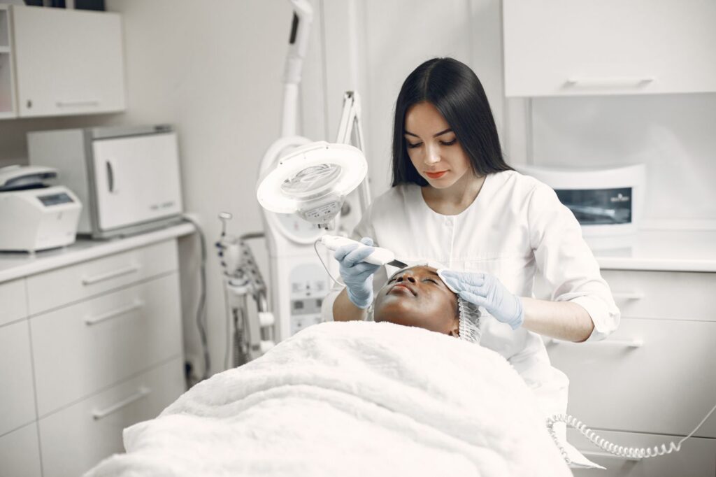HydraFacial treatment in progress at Beauty with Grace